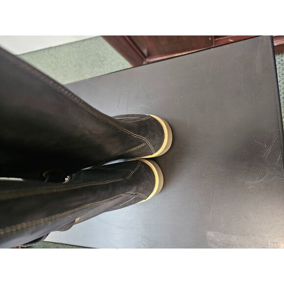 Womens Timberland Fur Tongue black Leather Tall Boots Size 6M - Picture 5 of 11